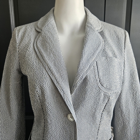 Of the Cloth Made in Italy Womens Gray White Structured Blazer No Size Tag - Picture 3 of 16